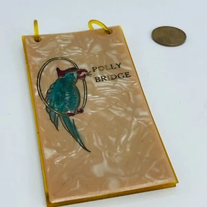 Vintage Celluloid Bridge Game Score Pad Polly Bridge Parrot 4" x 2" MCM - Picture 1 of 8