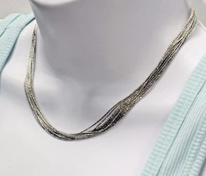 Nuova Collana Multi Fionda Catena Serpente Argento Sterling 925 Solido 16 Pollici - Foto 1 di 7