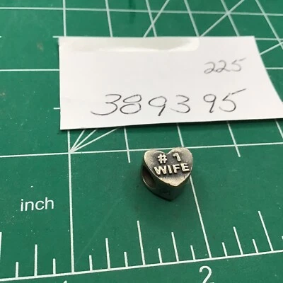 Sterling Silver RL Slide Heart Charm with "#1 Wife" - Great Anniversary Gift! — 第 1/4 张图片