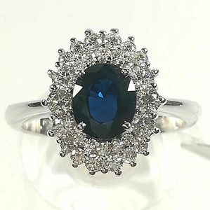 RING WEISSGOLD 750 RIVIELLO ORIGINAL SAPHIR OVAL 28 DIAMANTEN RING SAPPHIRE - Bild 1 von 6