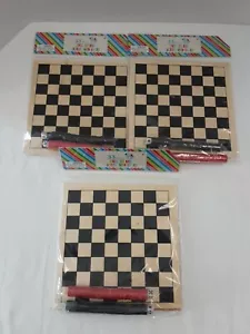 Lot X3 33 Pieces Wooden Checkers And Backgammon Board (Double-Sided) BNIP! - Picture 1 of 6