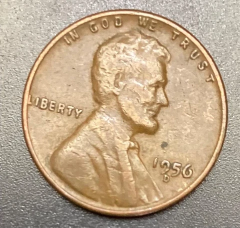 1956 D Wheat Cent Mint Mark Touching 9 L on Rim Obverse Cover