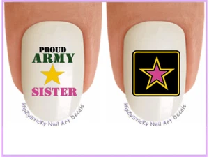 Nail Art 5653 MILITARY Army Sister Pink Star WaterSlide Nail Decals Transfers - Picture 1 of 3