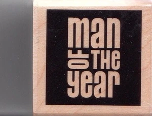 man of the year inkadinkado Wood Mounted Rubber Stamp 1 1/2 x1 1/2"Free Shipping - Picture 1 of 2