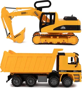 Excavator & Dump Truck Toy for Kids (Set of 2) – Moveable Claw & Lifting Back – - Picture 1 of 9