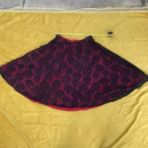 ROCK STEADY CLOTHING Lace Skulls Womens High Waist Circle Skirt Pockets Size L - Picture 1 of 7