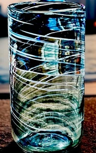 Mikasa Color Swirl Blau Weiß Gold Bubbled 18oz Longdrinkglas Becher - Bild 1 von 12