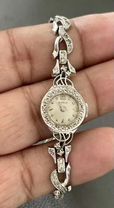 Orologio da donna vintage Benrus 14 kt con oro e argento sterling 0,10 CTW diamanti (C42) - Foto 1 di 14
