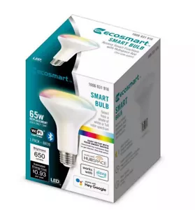 EcoSmart 65 Watt Smart Hubspace BR30 Color Changing CEC LED Light Bulb w/ Voice - Picture 1 of 3