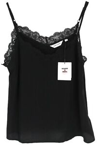 NAF NAF Hora T-Shirt Women's UK 12 Sleeveless Lace Adjustable Strap Black