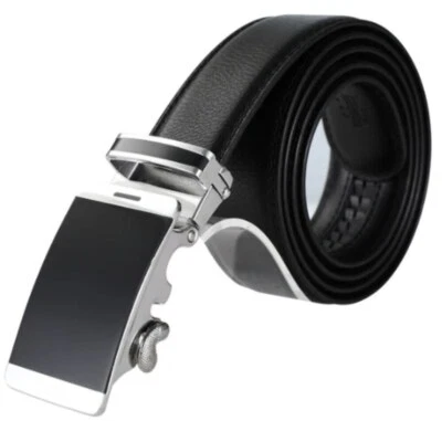 Men's AutoMADtic Genuine Leather Ratchet Belt Black with Black and Silver Buckle - Image 1 of 4
