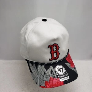 Boston Red Sox MLB '47 Brand White Dark Tropic Hitch Snapback Hat Cap OSFA - Picture 1 of 6