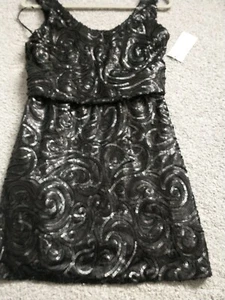 Mango sequined shiny black beautiful Christmas party dress size 6 UK BNWT - Picture 1 of 5