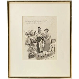Helen Hokinson Original Pen & Ink Cartoon for New Yorker Magazine, Cat Show - Picture 1 of 8