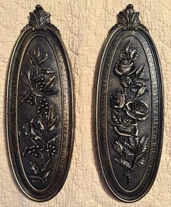VTG MCM Syroco USA 2 Floral Leaves & Roses Wall Plaques 7313 & 7314 1974 Dart - Picture 1 of 17