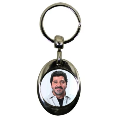 Porte-clés ovale en métal avec jeton caddie Patrick Fiori - Photo 1/2