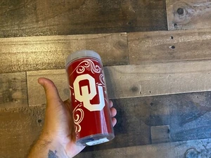 Oklahoma Sooners Tumbler NEW Mug Straw 16oz Travel Cup USA Made Alumni Graduate - Picture 1 of 7