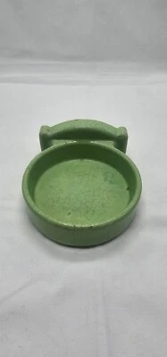 Винтажный керамический зеленый фарфоровый настенный стакан держатель для ванной старый  - Изображение 1 из 4