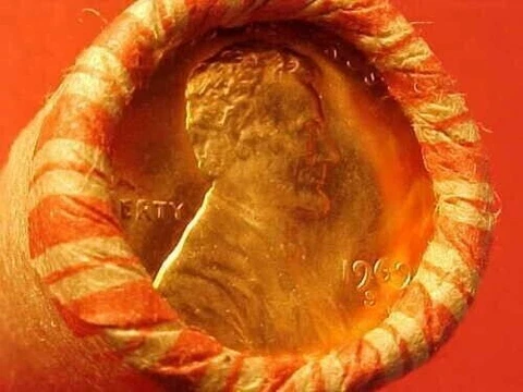 1969-S OBW ORIGINAL BANK WRAPPED ROLL BU UNCIRCULATED LINCOLN CENT PENNIES Cover