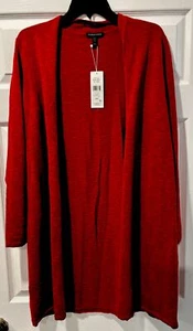 Nuevo cárdigan básico de lino/algodón Eileen Fisher borgoña marcha larga M/M precio de venta sugerido por el fabricante $198 - Imagen 1 de 8