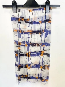 LK BENNETT IVORY,BLUE & ORANGE PRINT SSCARF/ WRAP - Picture 1 of 2
