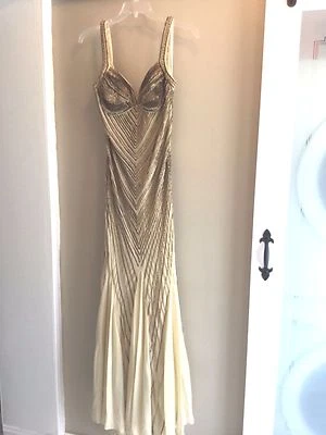 Новый с Ярлыками ABS Allen B.Schwartz вечер официальный социальный бюстье бисером шелк длинное платье 14 - Изображение 1 из 4