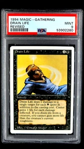 1994 MtG Magic the Gathering Revised Drain Life Black Sorcery PSA 9 Mint POP 4 - Picture 1 of 12