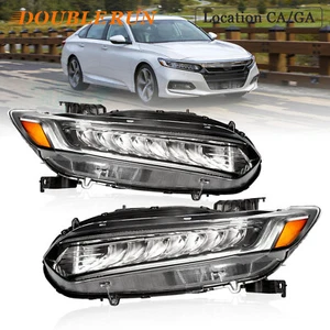 2Pcs For 2018-2022 Honda Accord Full LED Headlight Chrome Left Right Side Pair - Picture 1 of 11