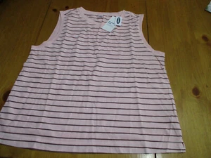 New W/Tags Old Navy Women’s Pink & Brown Striped Sleeveless Top - Size Large - Picture 1 of 6