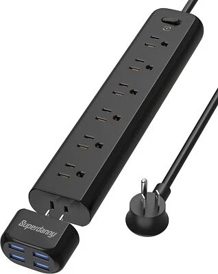 SUPERDANNY Surge Protector Power Strip AC Outlet Extender 4 Detachable USB Ports Mountable