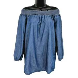 Top Chicos Calado Fuera del Hombro 0 S 4 Azul Cambray Cuello Elástico 100% Algodón - Imagen 1 de 11