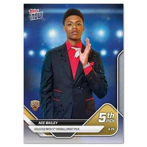 Tarjeta de baloncesto Ace Bailey drafted 5to total 2025 Topps AHORA - preventa D5 - Imagen 1 de 1