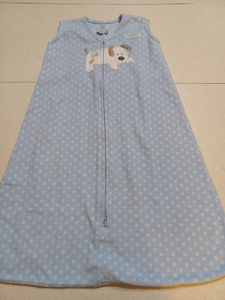 Halo Baby Fleece Sleep Sack Size Medium 6-12 Months Blue Puppy Dog Polka Dot - Image 1 of 4