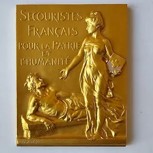 Secouristes Français pour la Patrie et l'Humanité Plaque Bronze doré AB - Picture 1 of 2