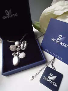 Swarovski Crystals Stunning Large Silver Tone Designer Pendant necklace N+ Tags - Picture 1 of 13