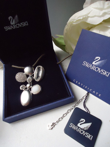 DIOR Splendida Collana Ciondolo Designer Cristalli Swarovski Grande Tono Argento N+ Etichette