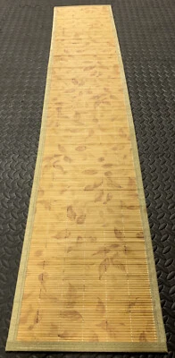 Decorative Tan Bamboo Slat Table Runner Fall Leaf Design Wicker Decor 13" X 70" - Image 1 of 4