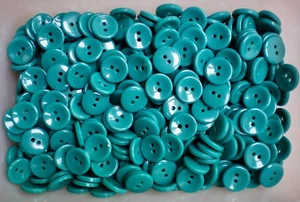 15mm 24L Turquoise Blue 2 Hole Buttons Button Cardigan Children Craft (CB77A) - Picture 1 of 1