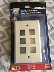 Monster 6 Port Computer Wall Plate Almond Datacom 140239 - Picture 1 of 5