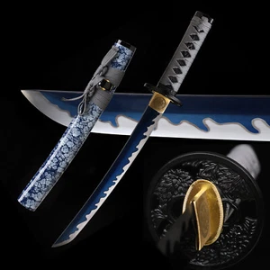 9260 Spring Steel Blue Blade Japanese Samurai Short Sword Full Tang 20'' Tanto - Picture 1 of 13