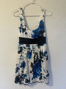 Vestido para mujer Speechless estampado azul y floral cinta negra flor talla 3 juniors - Imagen 1 de 12