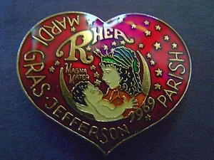 Rhea Takes A Holiday 1982 corazón multicolor Mardi Gras doble - variedad oscura - Imagen 1 de 3