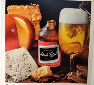 Carling Black Label Beer Vintage 1965 Ad Original Magazine Print Cheese Bread - Picture 1 of 5