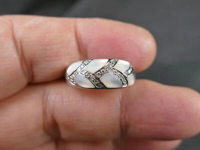 ANILLO DE CÓCTEL KABANA ORO BLANCO 14K DIAMANTES MOPA INCRUSTACIÓN 7,2 GMS TUCSON ESTATE Foto 1 de 4