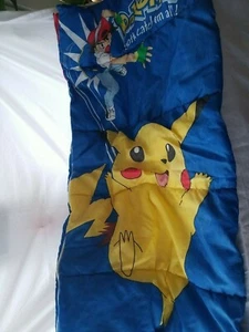 Vintage 1999 Pokemon Pikachu & Ash Kid's Sleeping Bag 52" x 25" RARE Original - Picture 1 of 9