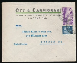 ITALIA 1950 posta aerea LIRE 5 + L 50 DESTINAZIONE LONDRA - 1250 - Foto 1 di 1