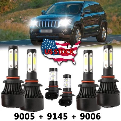 For Jeep Grand Cherokee 1999-2004 6x Combo LED Headlight Hi/LO + Fog Light Bulbs - Image 1 of 4