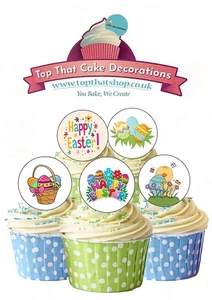 Cake Toppers Cute Clipart Easter 24 Precut Edible Wafer Paper Decorations - Picture 1 of 9