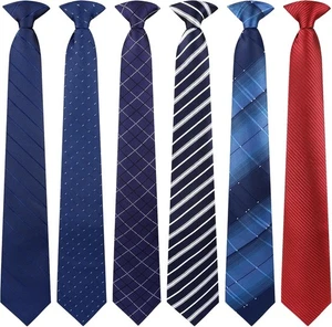 ONESING 6 Pezzi Cravatte Clip On per Uomo 20 Pollici Cravatta Uomo Plaid Multicolore  - Foto 1 di 7