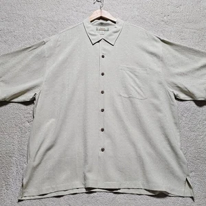 Tommy Bahama XXL Silk Button Up Shirt Tropical Beige Menswear Textured - Picture 1 of 9